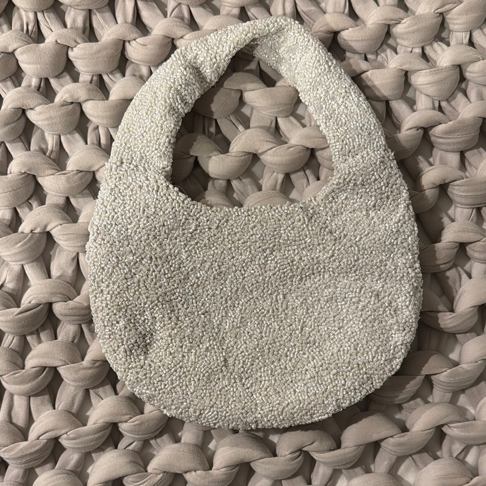 Elegant Cream Beaded Women's Bag
